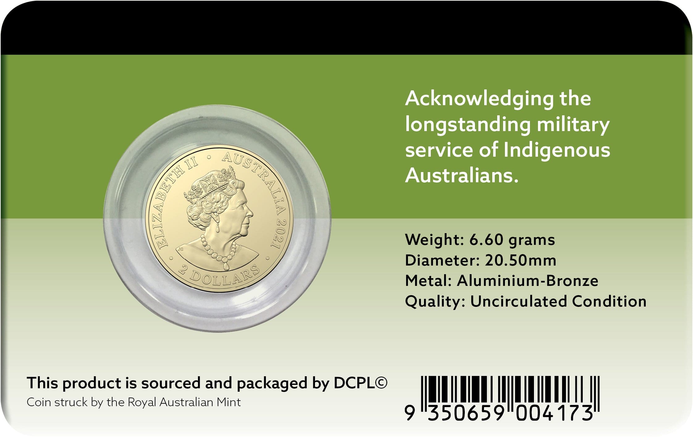 2021 $2 Indigenous Military Service Carded Coin - Image 2