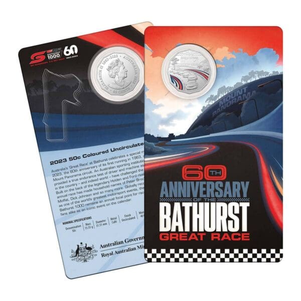2023 50c Bathurst 1000 60th Anniversary Colour UNC CuNi Australian Coin