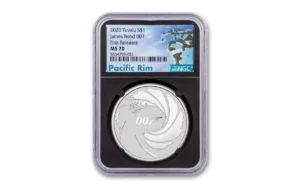 MS70 2020 $1 James Bond NGC First Releases w/Pacific Rim 1oz Silver Coin