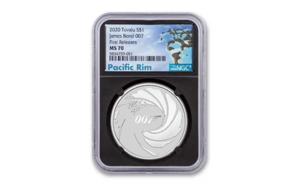 MS70 2020 $1 James Bond NGC First Releases w/Pacific Rim 1oz Silver Coin