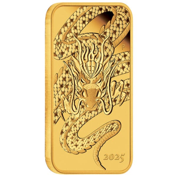 2025 $100 Dragon 1oz Gold Proof Rectangular Australian Coin