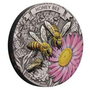 2025 $2 Honey Bee Coloured Antiqued 2oz Silver Australian Coin