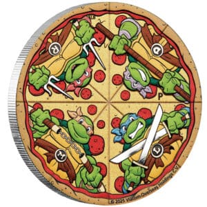 2025 $2 Teenage Mutant Ninja Turtles Pizza Colour 2oz Silver Tuvalu Coin