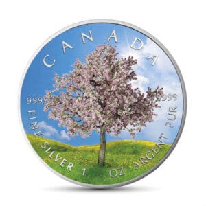 2019 Spring Four Seasons Series 1oz Silver Coloured Maple Leaf Coin