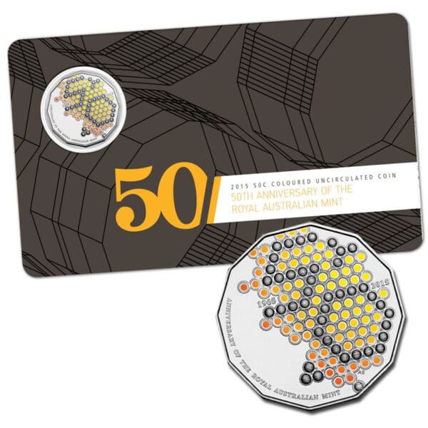 2015 50c 50th Anniversary of the Royal Australian Mint Coloured Coin