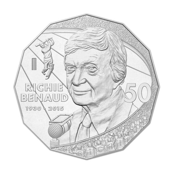 2017 50c Richie Benaud - The Voice of Cricket Carded Coin - Image 2