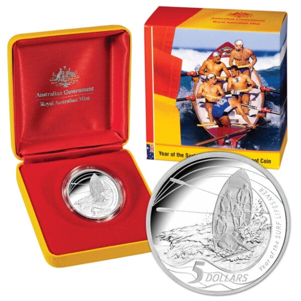 2007 $5 Surf Lifesavers Silver Proof Australian Coin - Perfect Box