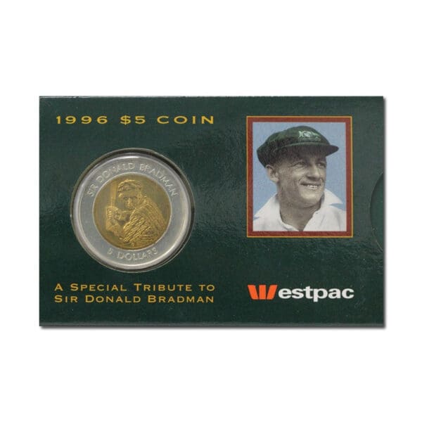 1996 $5 Don Bradman Bi-Metallic UNC Westpac Sleeve Coin