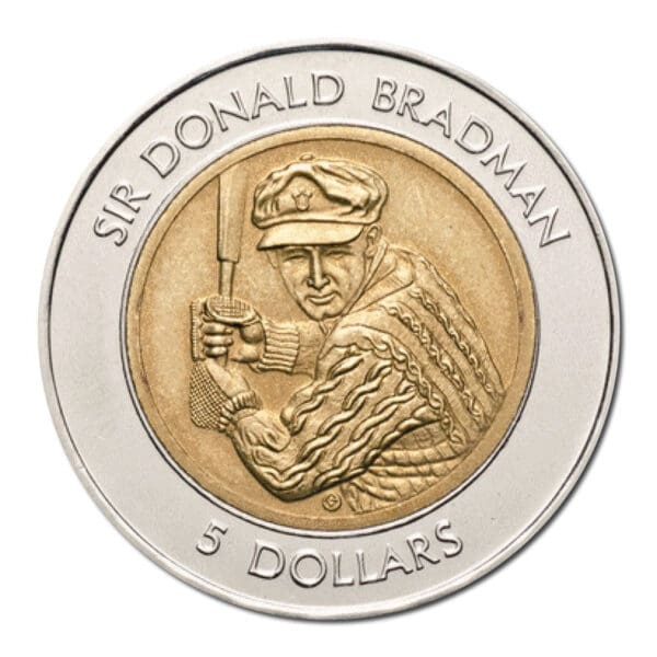 1996 $5 Don Bradman Bi-Metallic UNC Westpac Sleeve Coin - Image 2