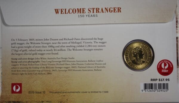 2019 $1 Welcome Stranger Gold Nugget 150th Anniversary PNC - Image 2