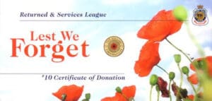 2012 $2 Remembrance Day Red Poppy On RSL Card