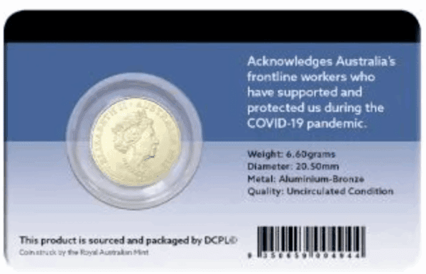 2022 $2 Frontline Workers Coloured UNC Carded Coin - Image 2