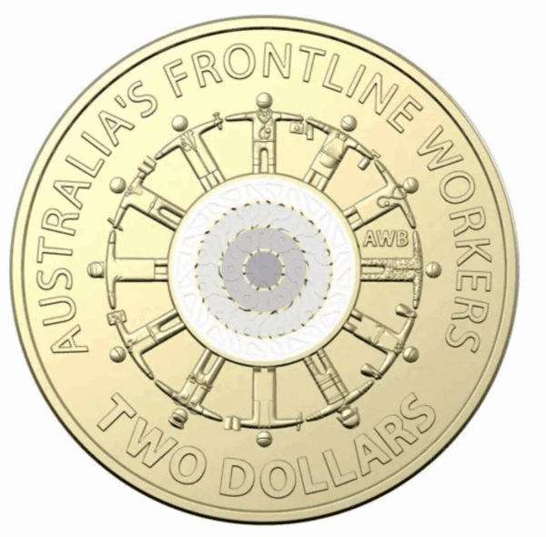2022 $2 Frontline Workers Coloured UNC Carded Coin - Image 3