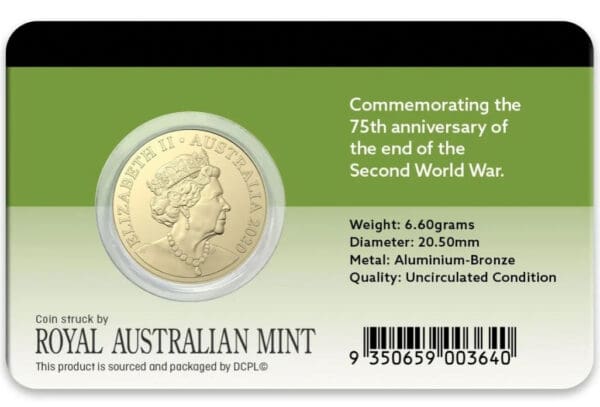 2020 $2 75th Anniversary WWII Australian Carded Coin - Image 2