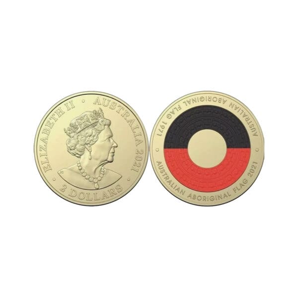 2021 $2 Aboriginal Flag Royal Australian Mint Coloured Coin Roll - Image 2