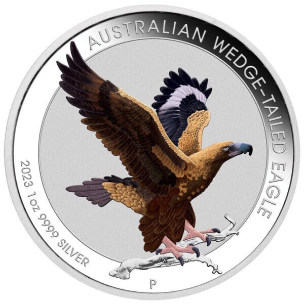 2023 $1 Perth Mint Australian Wedge-Tailed Eagle 1oz Silver Coloured Coin