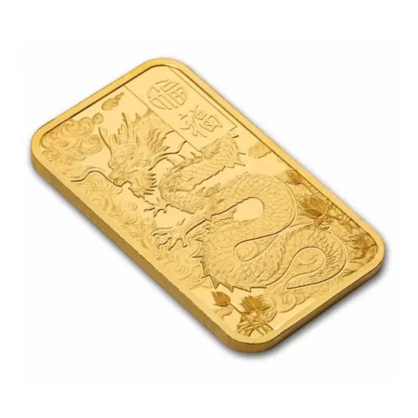 Good Luck Yellow Dragon 1oz Gold Prooflike PAMP Suisse Bar - Image 4
