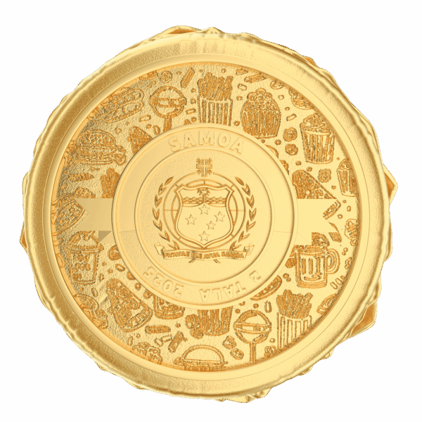 2025 $2 Golden Hamburger .999 Silver Gilded Coin - Image 2