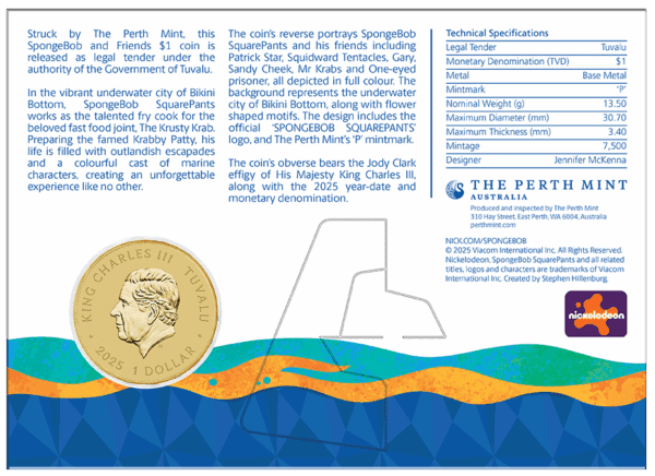 2025 $1 Spongebob Squarepants Collector AlBr Carded Coin - Image 5