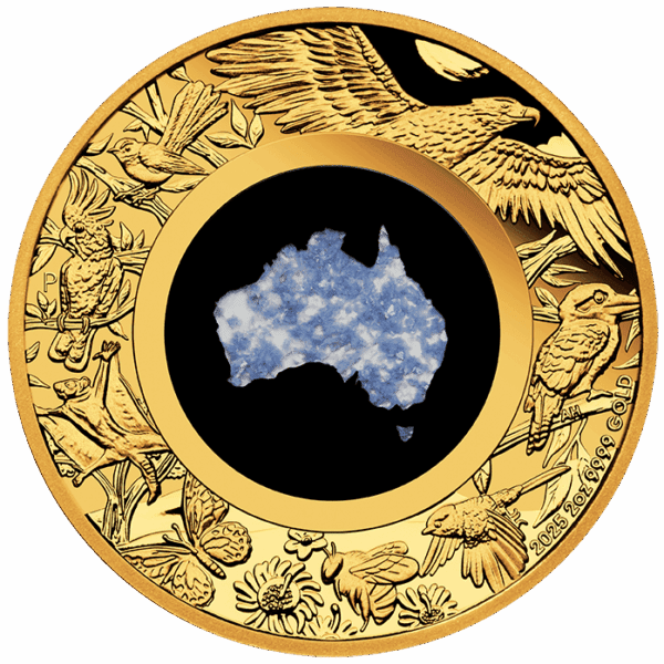 2025 $200 Great Southern Land 2oz Gold Proof Blue Lepidolite Coin - Image 3