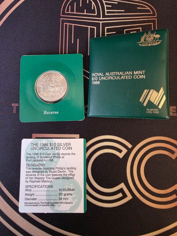 1988 $10 Australia Bicentennial Silver Uncirculated Coin - Image 3