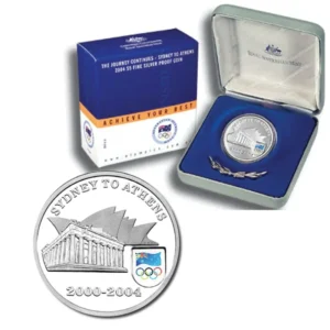 2004 $5 The Journey Continues - Sydney to Athens 1oz Proof Coin - As New