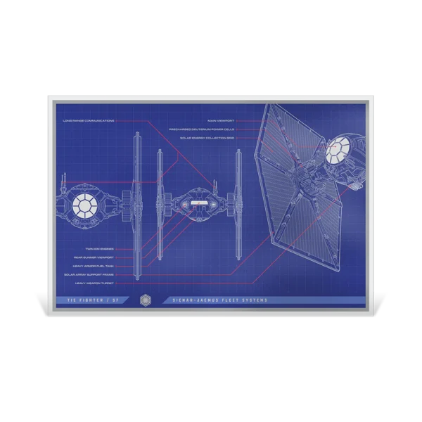 2025 $2 Tie Fighter / SF™ Blueprint - Star Wars™ 1oz Coloured Coin - Image 2