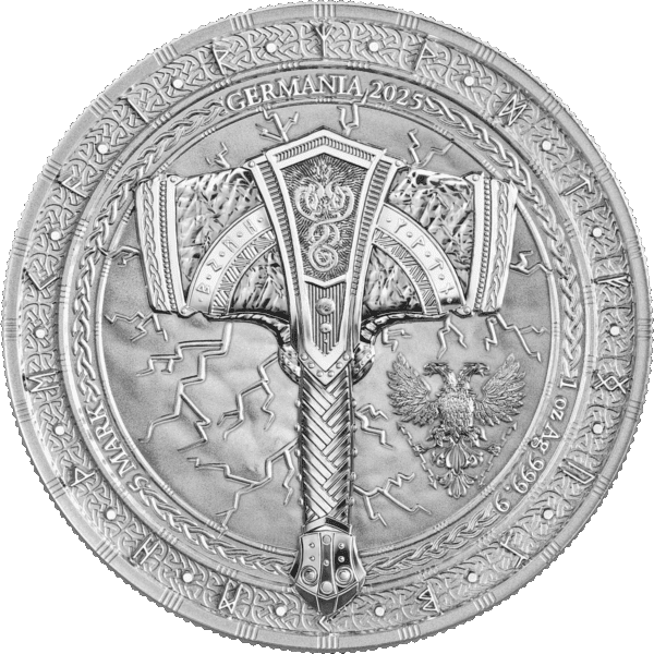 2025 Thor’s Hammer – Mjolnir – Germania Artefacts 1oz Silver Coin - Image 2
