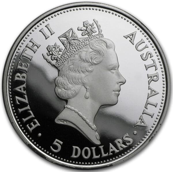 1991 $5 Kookaburra Australia 1oz Silver Proof Coin - Image 2