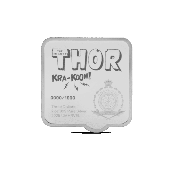 2025 $3 Marvel – Thor 'KRA-KOOM' 2oz Silver Coloured Coin - Image 3