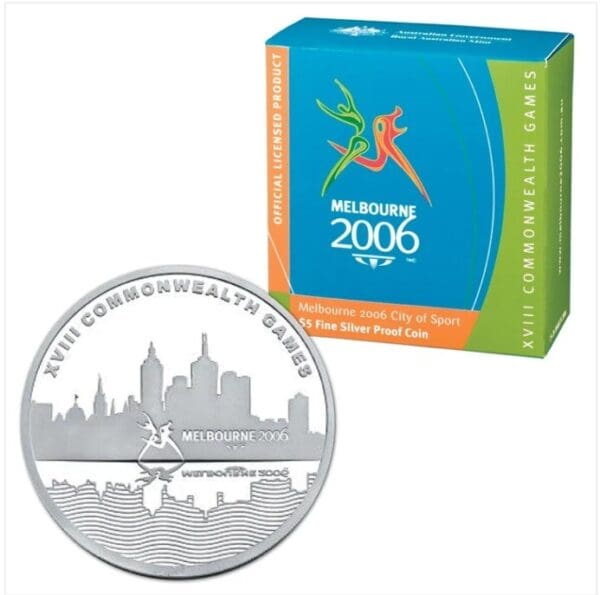 2006 $5 Commonwealth Games Melbourne 1oz Silver Proof Coin - As New - Image 3