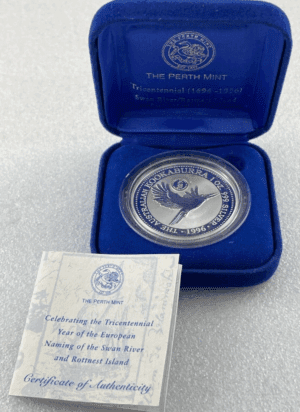 1996 $1 Kookaburra - Tricentennial Swan River & Rottnest 1oz Silver Coin