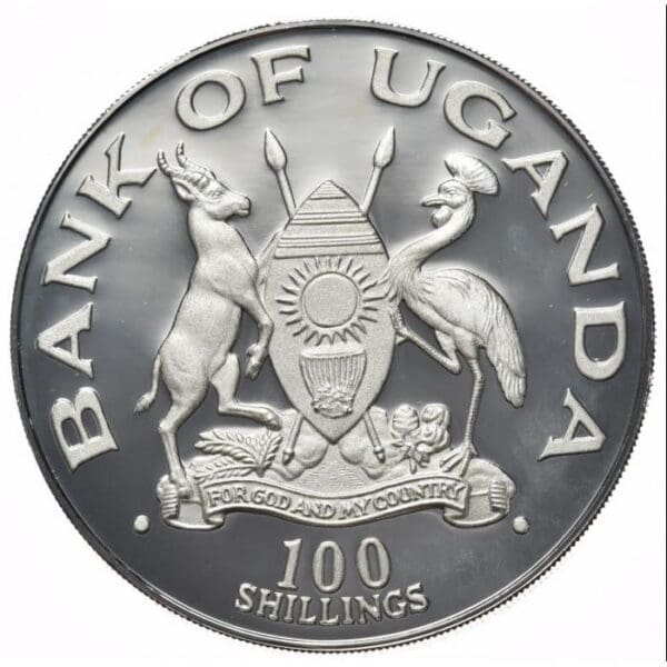 1981 Uganda Prince Charles and Diana Wedding Silver Proof Coin - Image 2