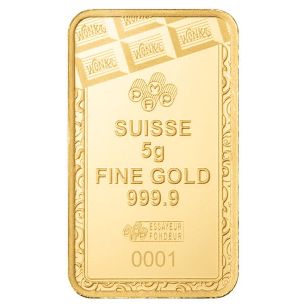 Willy Wonka Chocolate Bar 5g Pamp Suisse .9999 Gold Prooflike Bar - Image 6