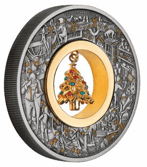 2025 $2 Santa's Workshop 2oz Silver Antiqued Coloured Coin