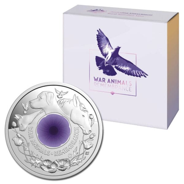 2024 $2 War Animals Remembrance Silver Proof Coloured Coin - AF