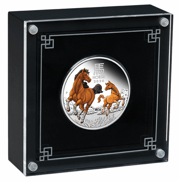 2026 $1 Year Of The Horse 1oz Silver Proof Coloured Perth Mint Coin - Image 2