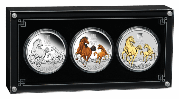 2026 Year Of The Horse 3 x 1oz Silver Trio Perth Mint Coin Set