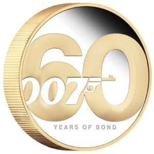 2022 $2 60 Years of James Bond 2oz Silver Proof Gilded Coin