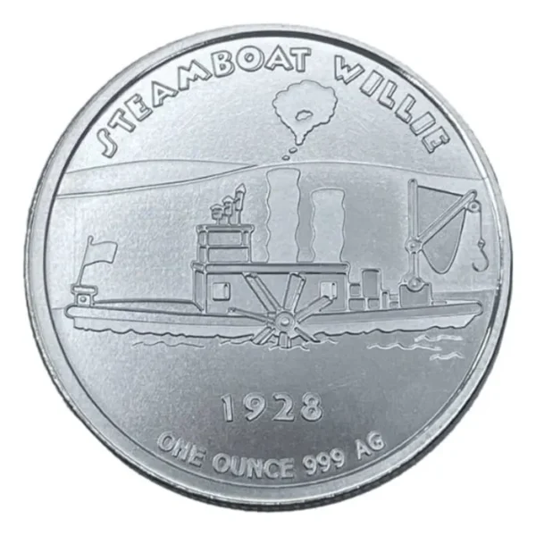 Steamboat Willie Captain .999 1oz Silver BU Round - Image 2