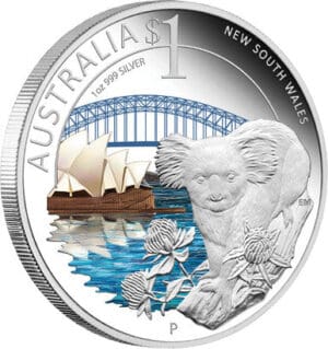 2010 $1 ANDA Sydney Celebrate Australia NSW 1oz Silver Coloured Proof Coin