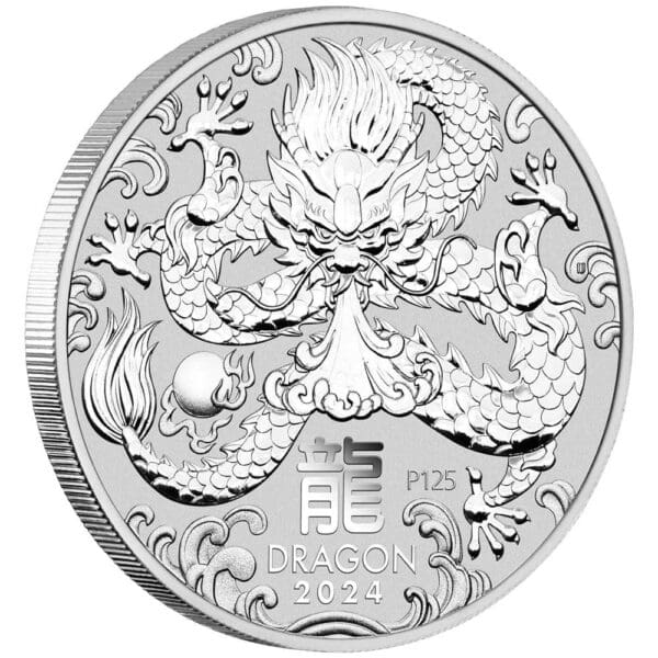 2024 $1 Year of the Dragon 1oz Perth Mint Silver BU Coin