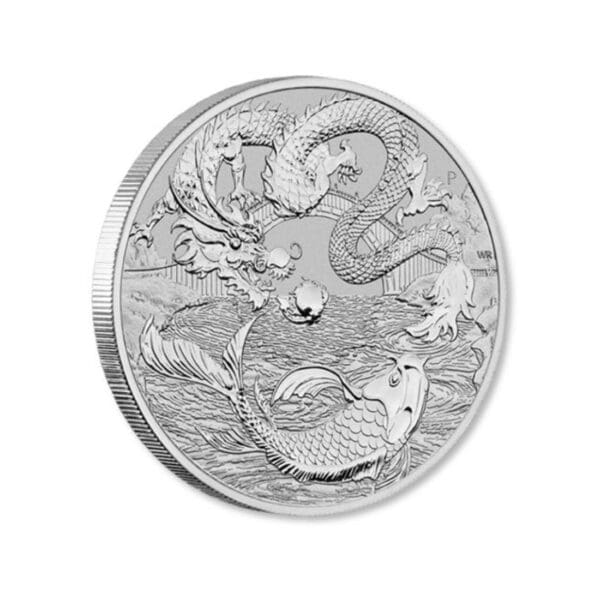 2023 $1 Dragon & Koi Chinese Myths and Legends 1oz Silver Coin - Image 2