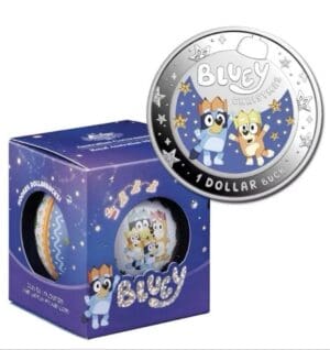 2025 $1 Bluey Christmas Coloured Fine Silver Proof Coin