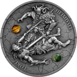 2025 Ragnarok Loki and Heimdall 2 oz Silver Antiqued High Relief UV Coin
