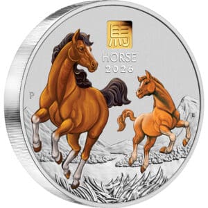 2026 $30 Year Of The Horse 1 Kilo Silver Coloured Coin With Gold Privy Mark
