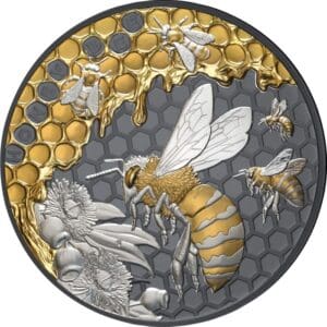 2026 $10 Honey Bee 5oz Silver Black Proof Gilded Coin