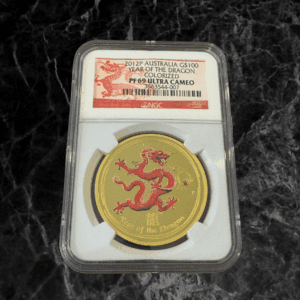 PF69UC 2012 $100 Australian Lunar Year of the Dragon 1oz Colored Proof Gold Coin NGC