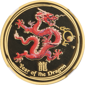 PF69UC 2012 $100 Australian Lunar Year of the Dragon 1oz Colored Proof Gold Coin NGC