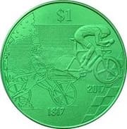 2017 $1 Bicycle Samoan Dollar UNC Coin